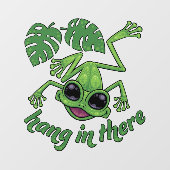 Autocollant Pour Fenêtre Accrochez-Vous Là, Heureuse Grenouille D'Arbre Ver (Feuille)