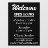Autocollant Pour Fenêtre Accueil de l'entreprise et heures d'ouverture du s (Feuille)