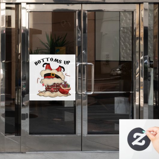 Autocollant Pour Fenêtre Adorables Noël en bas Père Noël (Porte de bureau)