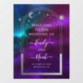 Autocollant Pour Fenêtre Affiche de bienvenue Cosmic Purple Turquoise Sun M (Feuille)