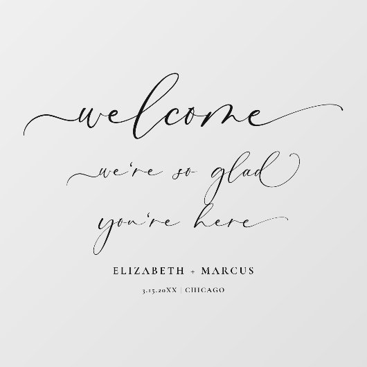 Autocollant Pour Fenêtre Affiche de bienvenue mariage | Nous sommes si heur (Feuille)