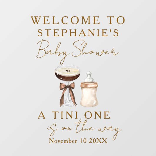 Autocollant Pour Fenêtre Affiche de bienvenue miroir Baby shower Martini (Feuille)