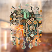 Autocollant Pour Fenêtre Africa Map Decorative Tribal Elements Pattern (Feuille 2)