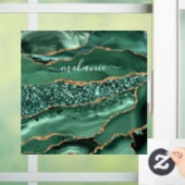 Autocollant Pour Fenêtre Agate Green Gold Parties scintillant Geode Marbre (Maison)