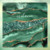 Autocollant Pour Fenêtre Agate Green Gold Parties scintillant Geode Marbre (Feuille 3)