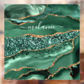 Autocollant Pour Fenêtre Agate Green Gold Parties scintillant Geode Marbre (Feuille 2)