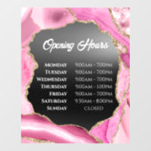 Autocollant Pour Fenêtre Agate rose Huile noire Heures d'ouverture Clôture  (Feuille)