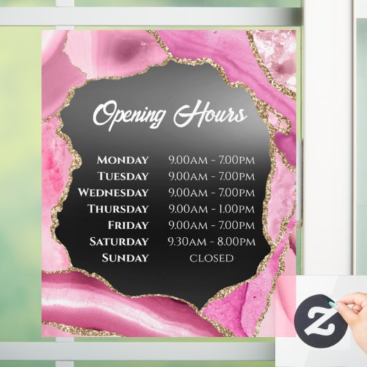 Autocollant Pour Fenêtre Agate rose Huile noire Heures d'ouverture Clôture  (Maison)