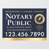 Autocollant Pour Fenêtre Agent de signature de prêt public notaire Or bleu  (Feuille)