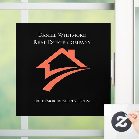 Autocollant Pour Fenêtre Agent immobilier noir élégant et unique (Maison)