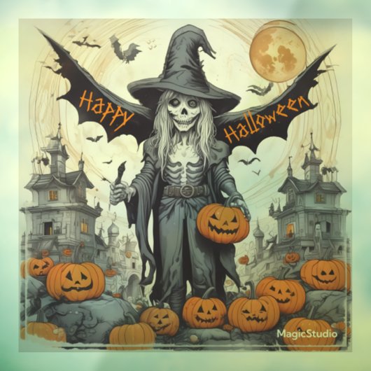 Autocollant Pour Fenêtre AI Skeleton ailé Halloween Fenêtre Cling Decal (Feuille 3)