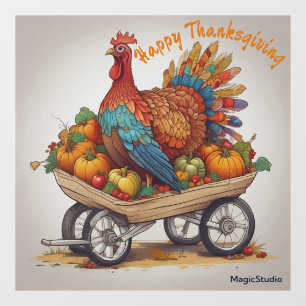 Autocollant Pour Fenêtre AI Turquie Écorce à roue Thanksgiving Window Decal