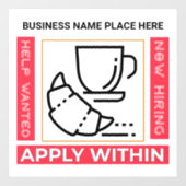 Autocollant Pour Fenêtre Aide Recherché maintenant l'embauche Appliquer per (Feuille)