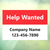 Autocollant Pour Fenêtre Aide recherchée Nom de l'entreprise en rouge et bl (Feuille 3)