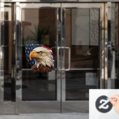 Autocollant Pour Fenêtre Aigle à drapeau américain (Porte de bureau)