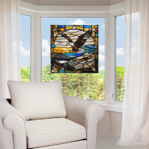 Autocollant Pour Fenêtre Aigle à lunettes en verre tendu Faux en vol