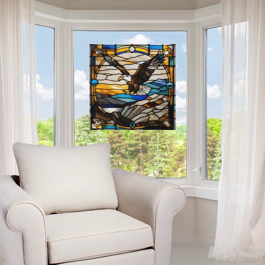 Autocollant Pour Fenêtre Aigle à lunettes en verre tendu Faux en vol