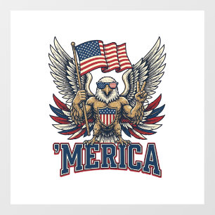 Autocollant Pour Fenêtre Aigle Patriotique Merica Vintage Vector Design de