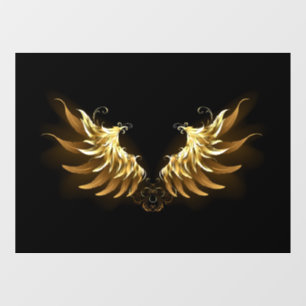 Autocollant Pour Fenêtre Ailes d'Ange d'or sur arrière - plan noir