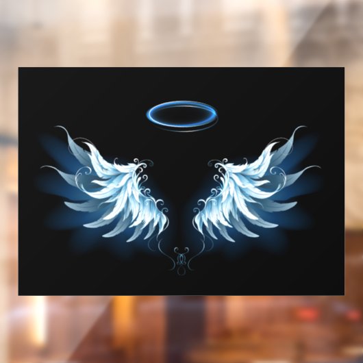 Autocollant Pour Fenêtre Ailes d'angle brillant bleu sur arrière - plan noi (Feuille 2)