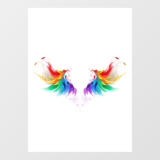 Autocollant Pour Fenêtre Ailes fluffy arc-en-ciel (Feuille)