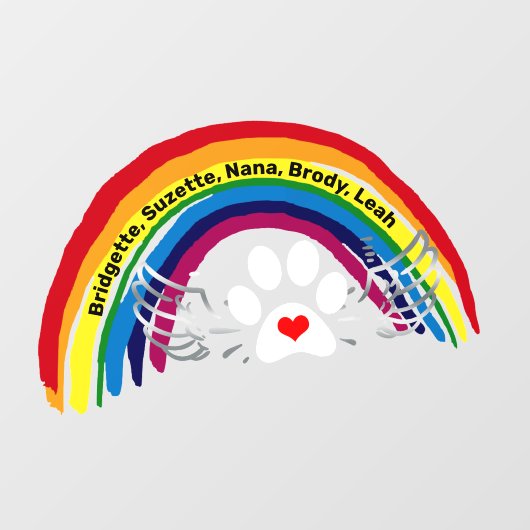 Autocollant Pour Fenêtre Ajouter des noms Traverser des chiens Rainbow Brid (Feuille)