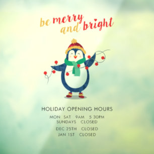Autocollant Pour Fenêtre Ajouter les heures d'ouverture de Noël du bureau d