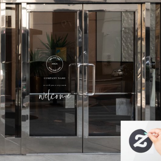 Autocollant Pour Fenêtre Ajouter un logo Bienvenue dans le nom de l'entrepr (Porte de bureau)