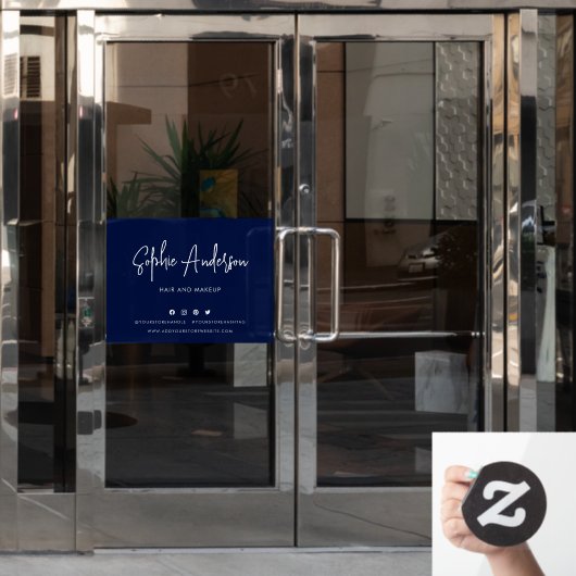 Autocollant Pour Fenêtre Ajouter un nom Script moderne médias sociaux coule (Porte de bureau)