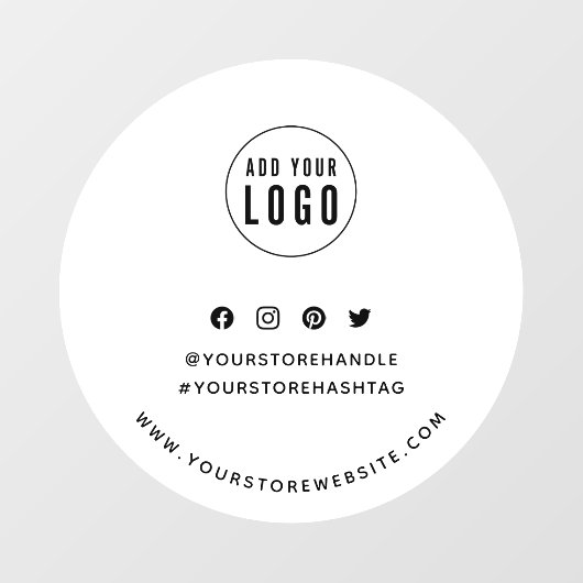 Autocollant Pour Fenêtre Ajouter votre logo Round Social Media Branding (Feuille)