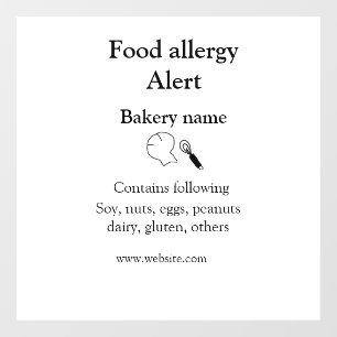 Autocollant Pour Fenêtre Alerte d'allergie alimentaire ajouter le nom texte