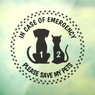 Autocollant Pour Fenêtre Alerte de sécurité pour animaux de compagnie First
