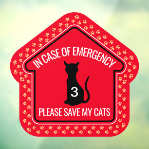 Autocollant Pour Fenêtre Alerte de sécurité Sauvegarde de mes chats Personn
