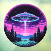 Autocollant Pour Fenêtre Alien vaisseau spatial rétro futuriste (Feuille 3)