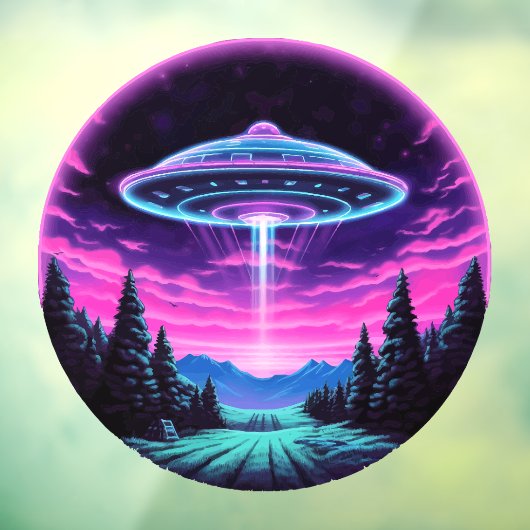 Autocollant Pour Fenêtre Alien vaisseau spatial rétro futuriste (Feuille 3)