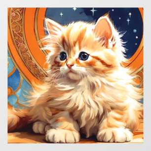 Autocollant Pour Fenêtre Alphonse Mucha Art Nouveau Chat orange