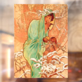 Autocollant Pour Fenêtre Alphonse Mucha Art Nouveau Hiver (Feuille 2)