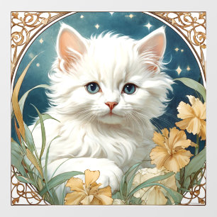 Autocollant Pour Fenêtre Alphonse Mucha Art Nouveau Kitten