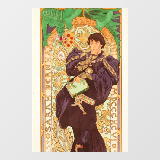Autocollant Pour Fenêtre Alphonse Mucha Prince et Dragon (Feuille)