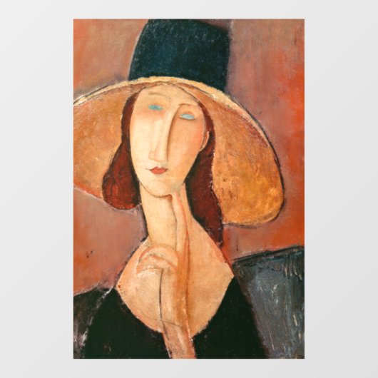 Autocollant Pour Fenêtre Amedeo Modigliani - Jeanne Hebuterne en grand Casq (Feuille)