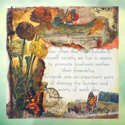 Autocollant Pour Fenêtre Amitié Médias mixtes Papillons Fleurs Collage (Feuille 3)