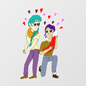 Autocollant Pour Fenêtre amour de queue (Feuille)