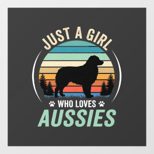 Autocollant Pour Fenêtre Amoureux du chien berger australien Rétro Coucher