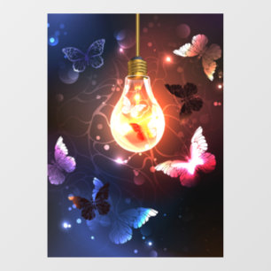 Autocollant Pour Fenêtre Ampoule lumineuse avec papillons nocturnes