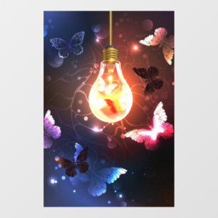 Autocollant Pour Fenêtre Ampoule lumineuse avec papillons nocturnes