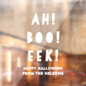 Autocollant Pour Fenêtre Amusant Ah Boo Eek Joyeux Halloween Blanc Personna (Feuille 2)