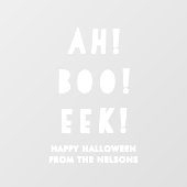 Autocollant Pour Fenêtre Amusant Ah Boo Eek Joyeux Halloween Blanc Personna (Feuille)