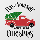 Autocollant Pour Fenêtre Amusez-Vous Un Joyeux Petit Camion Arbre De Noël (Feuille)