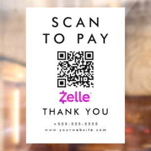 Autocollant Pour Fenêtre Analyse professionnelle pour payer Zelle QR Code b