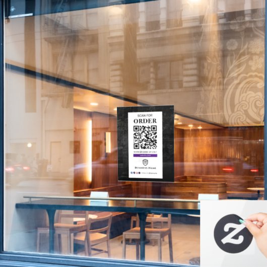 Autocollant Pour Fenêtre Analyser le code QR pour commander | Café-restaura (Fenêtre de café)
